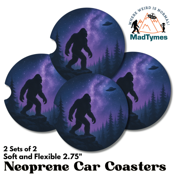Bigfoot Galaxy Night Car Coasters Option 1-4 coasters