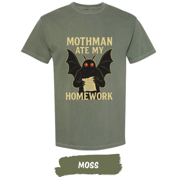 mothman-ate-my-homework-comfort-colors-t-shirt-moss mothman-ate-my-homework-comfort-colors-t-shirt-moss