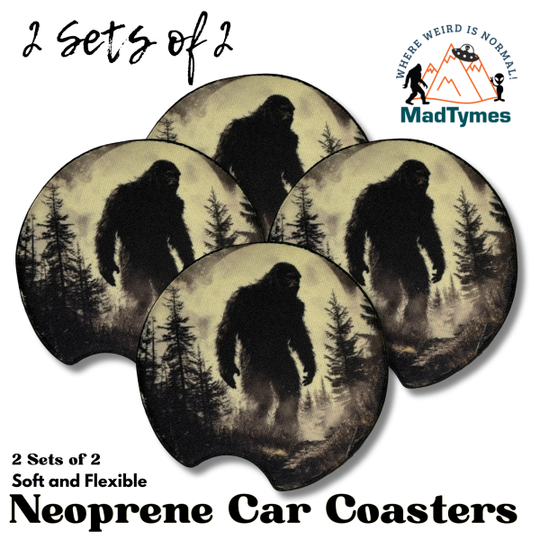 Bigfoot Silhoutte v.1 2 sets of 2 car coasters