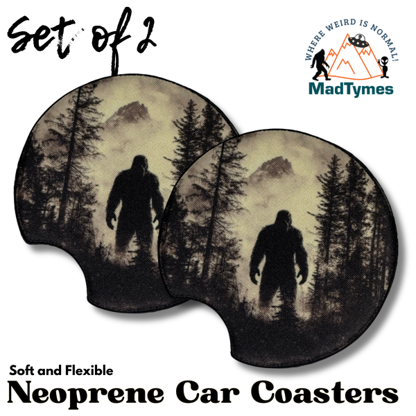 Bigfoot Silhouette v.4 set of 2 car coasters Bigfoot Silhouette v.4 set of 2 car coasters