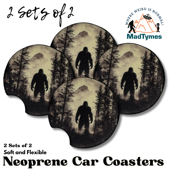 Bigfoot Silhouette v.4 2 sets of 2 car coasters Bigfoot Silhouette v.4 2 sets of 2 car coasters