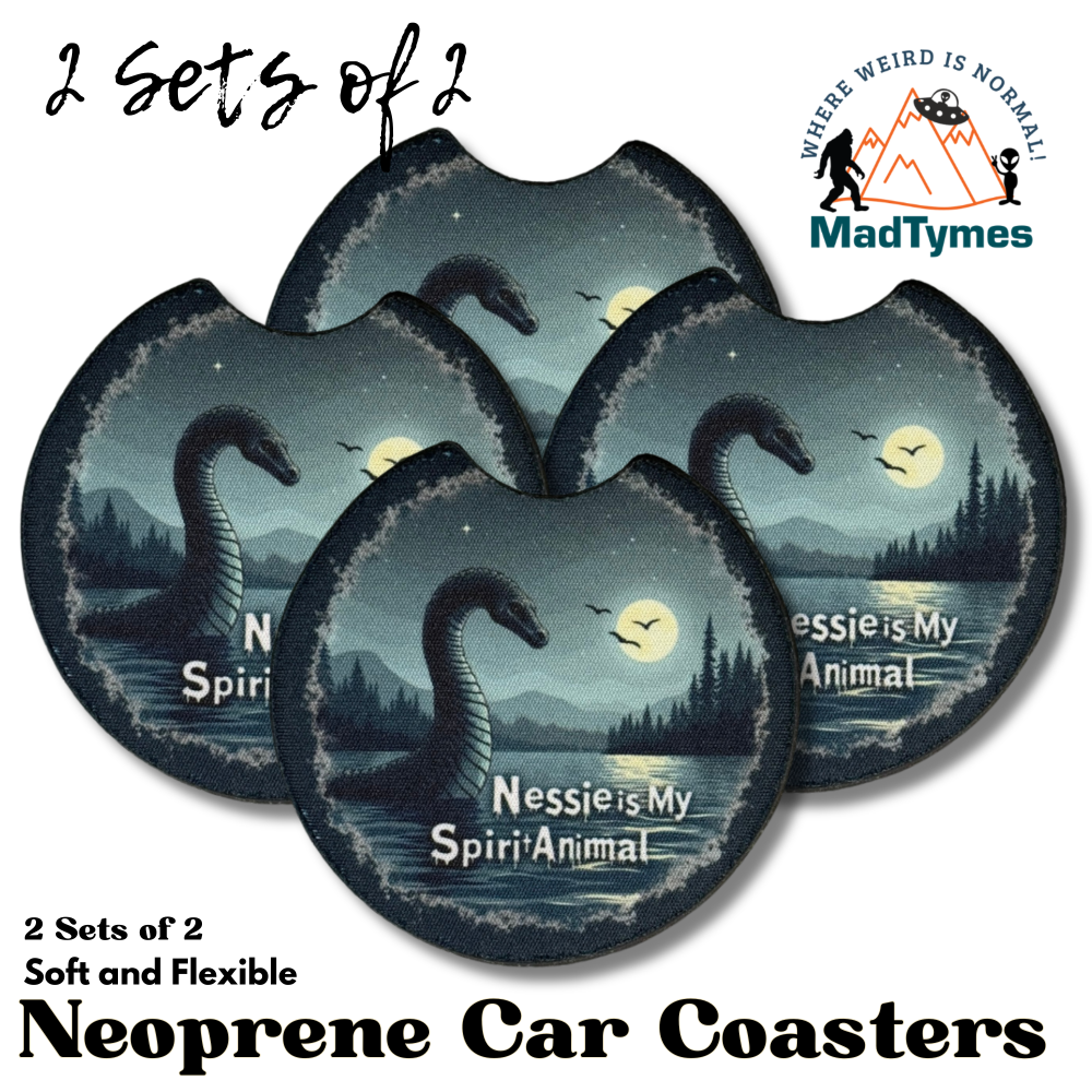 Nessie Car Coasters – Spirit Animal Cryptid Accessory 2 sets