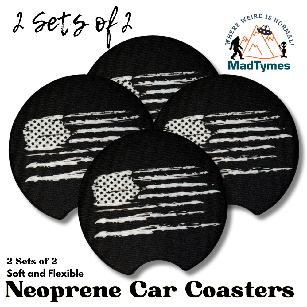 Rustic American Flag Car Coasters 2 sets of 2