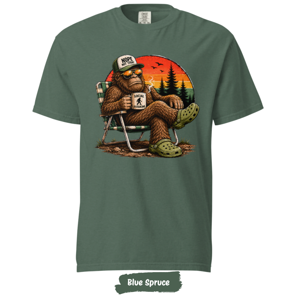 bigfoot-t-shirt-nope-not-today-comfaort-colors-t-shirt-blue-spruce