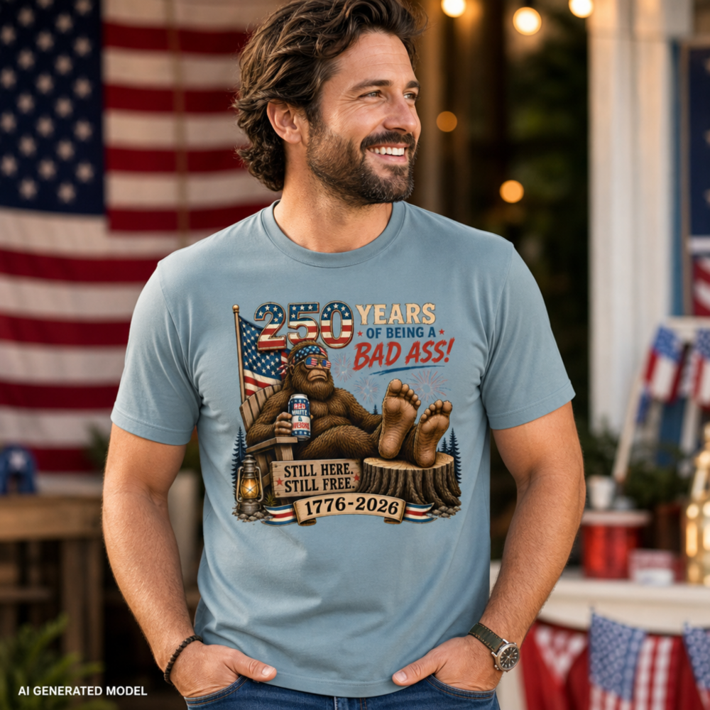 250 Years of Being a Bad Ass Shirt – Patriotic Bigfoot Shirt