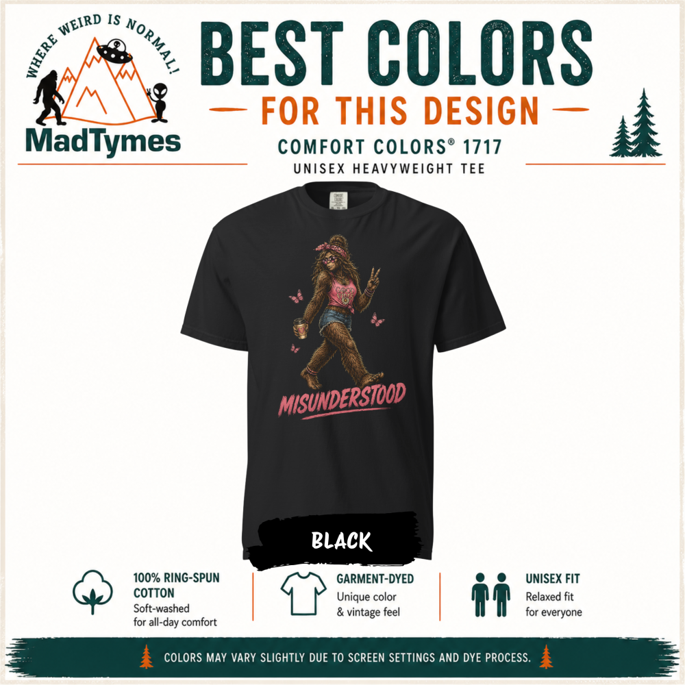 bigfoot-shirt-misunderstood-comfort-colors-best colors bigfoot-shirt-misunderstood-comfort-colors-best colors