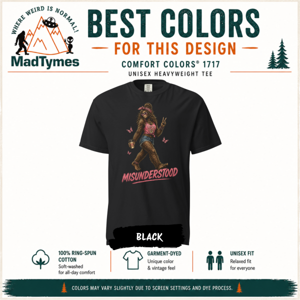 bigfoot-shirt-misunderstood-comfort-colors-best colors bigfoot-shirt-misunderstood-comfort-colors-best colors