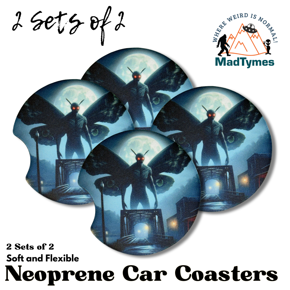 Point Pleasant Mothman Car Coasters set of 4 Point Pleasant Mothman Car Coasters set of 4