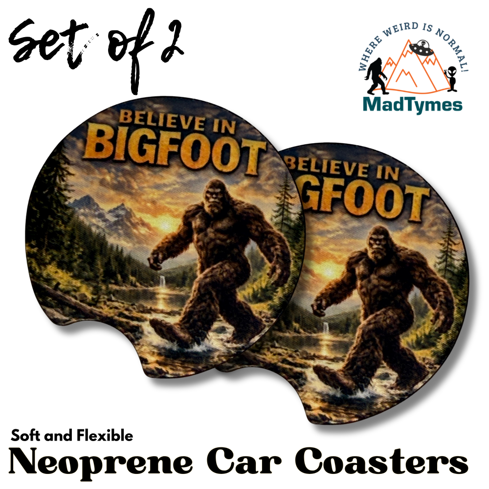 believe-in-bigfoot-car-coasters-1-set-of-2 believe-in-bigfoot-car-coasters-1-set-of-2
