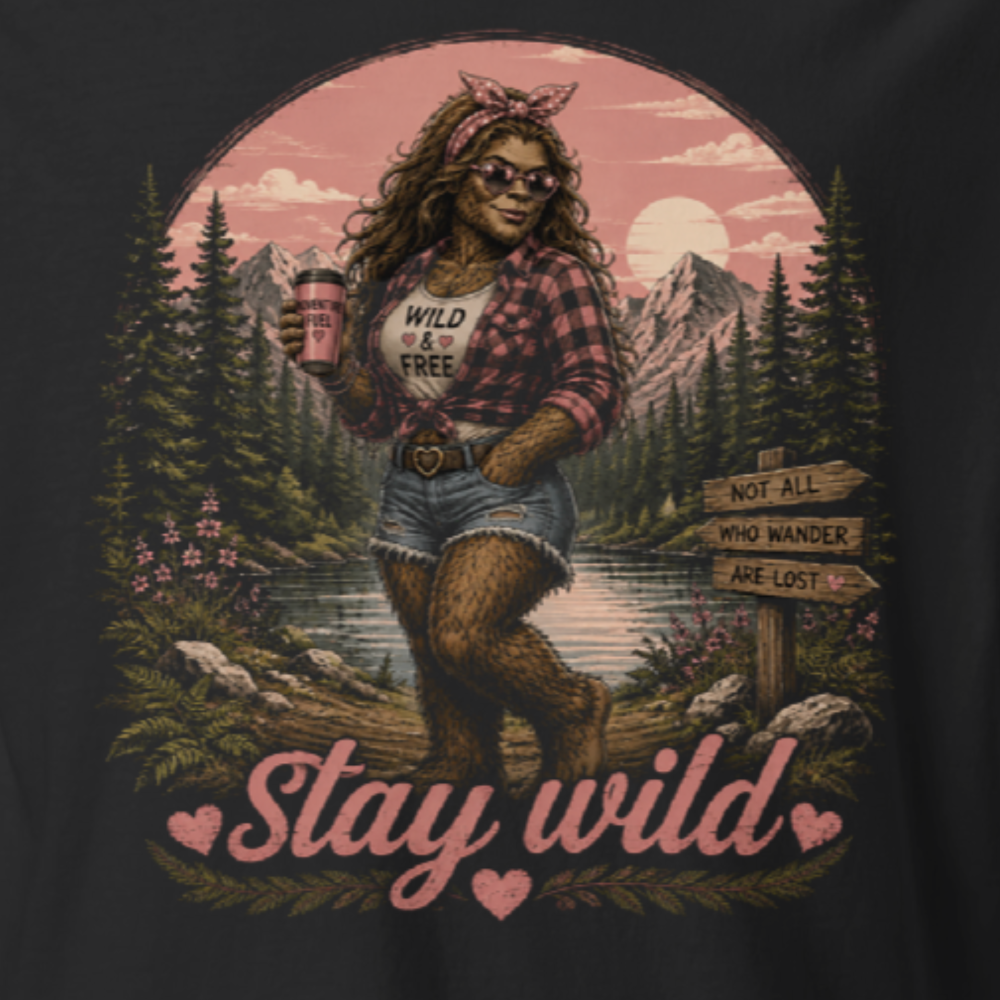 stay-wild-lady-bigfoot-comfot-colors-t-shirt-black-close-up