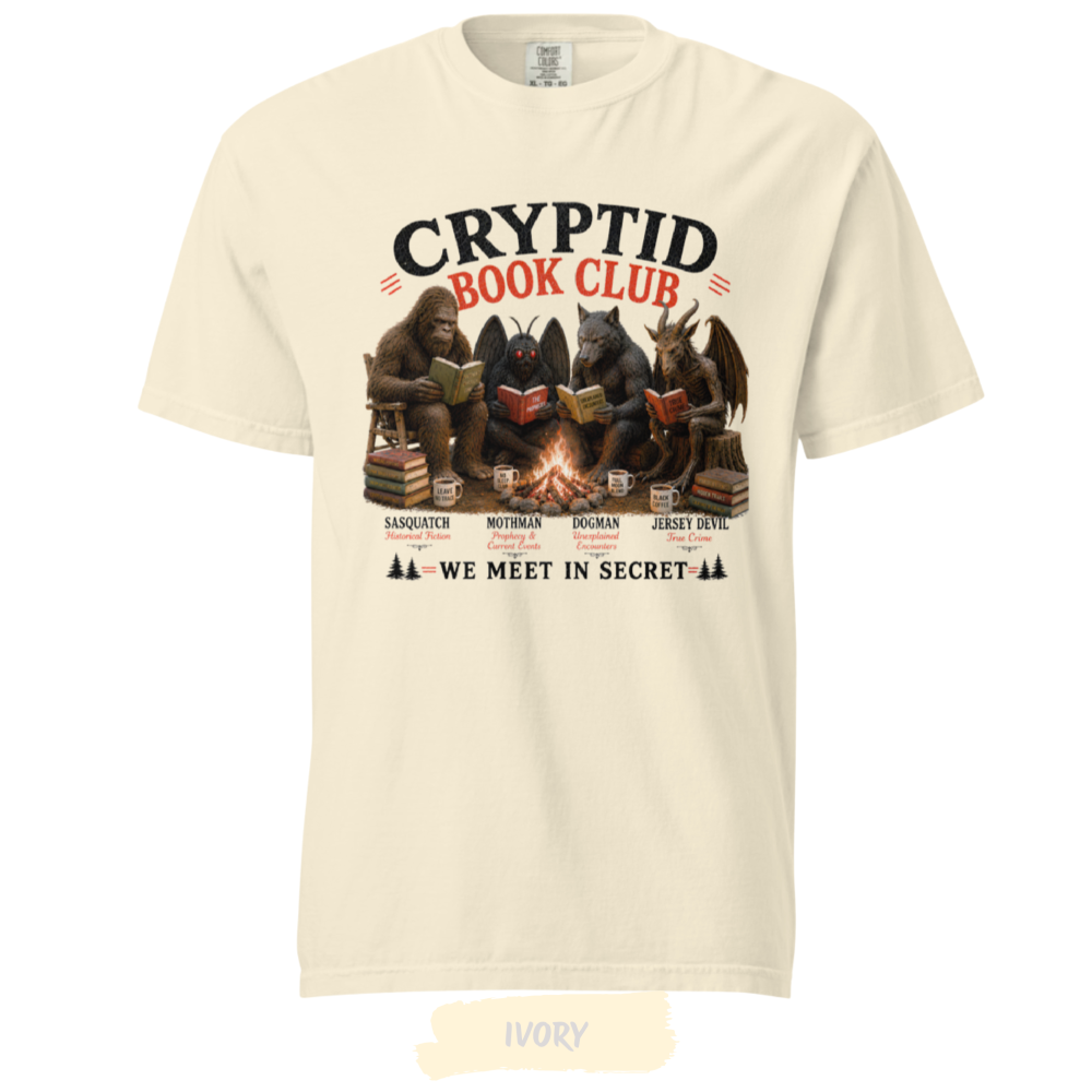 cryptid-book-club-tshirt-sasquatch-mothman-dogman-jersey-devil-ivory cryptid-book-club-tshirt-sasquatch-mothman-dogman-jersey-devil-ivory