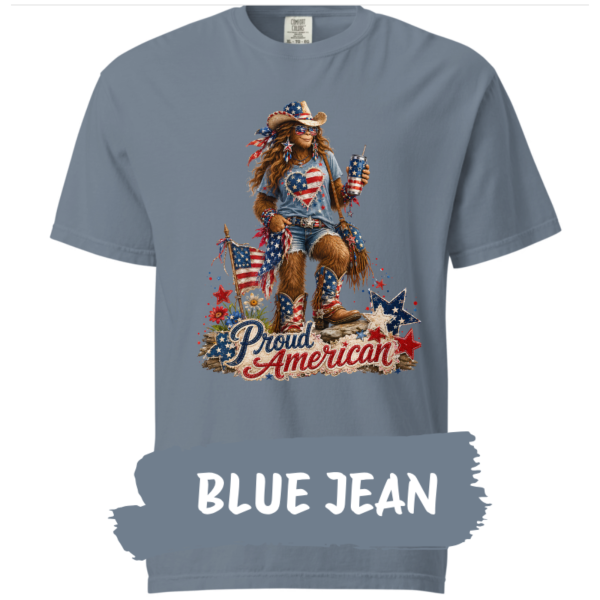 Patriotic Bigfoot Shirt-blue jean