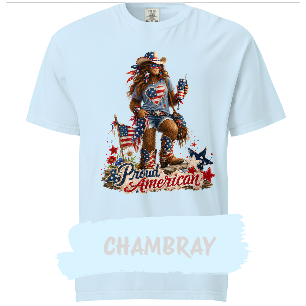 Patriotic Bigfoot Shirt-chambray