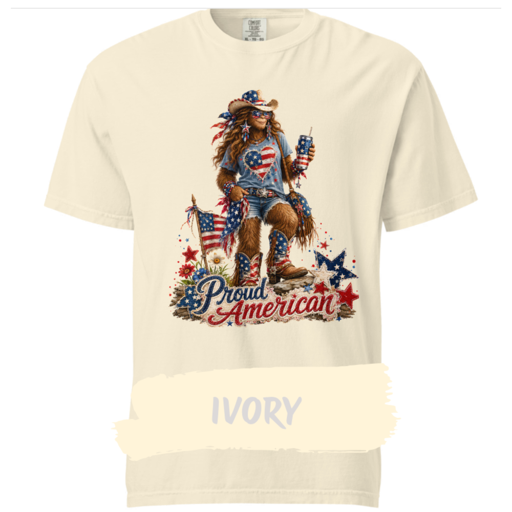 Patriotic Bigfoot Shirt-ivory
