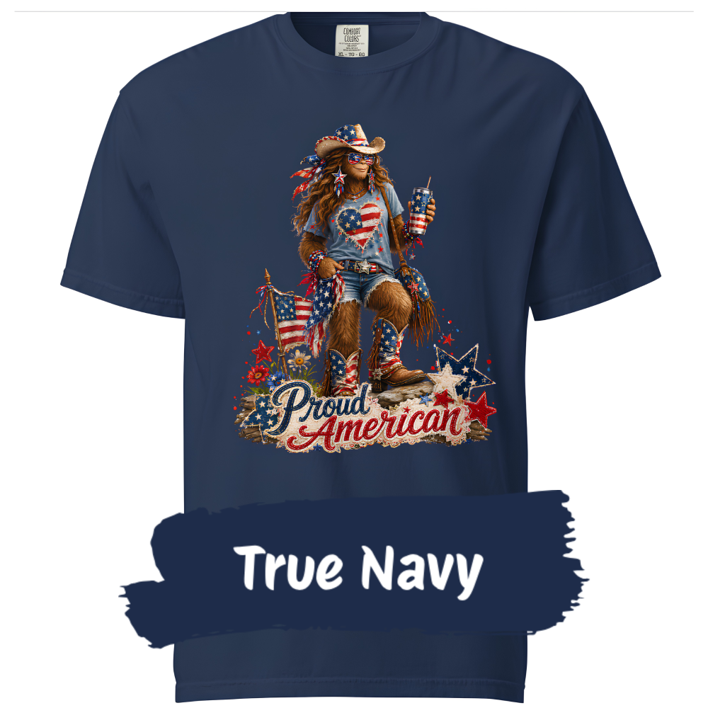 Patriotic Bigfoot Shirt-true navy