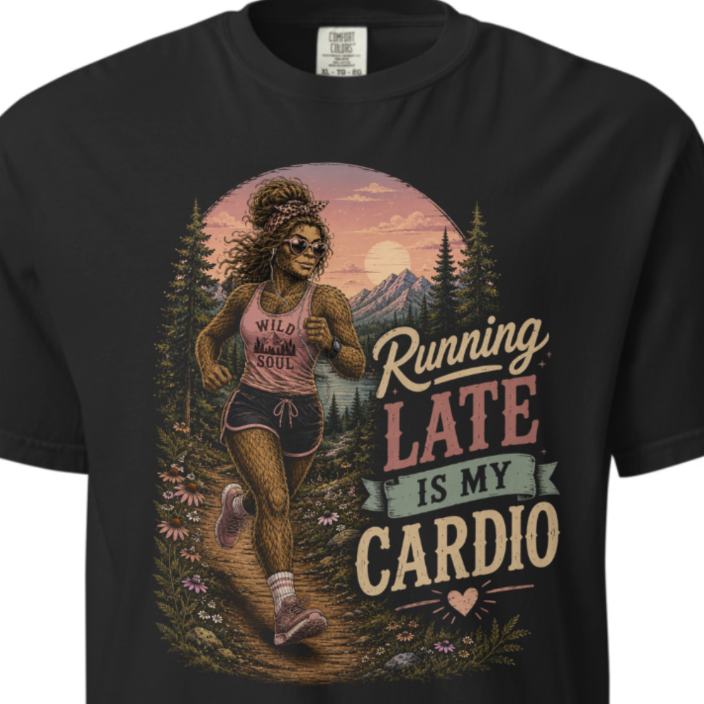 Lady Bigfoot Running late is my cardio mock 1 Lady Bigfoot Running late is my cardio mock 1