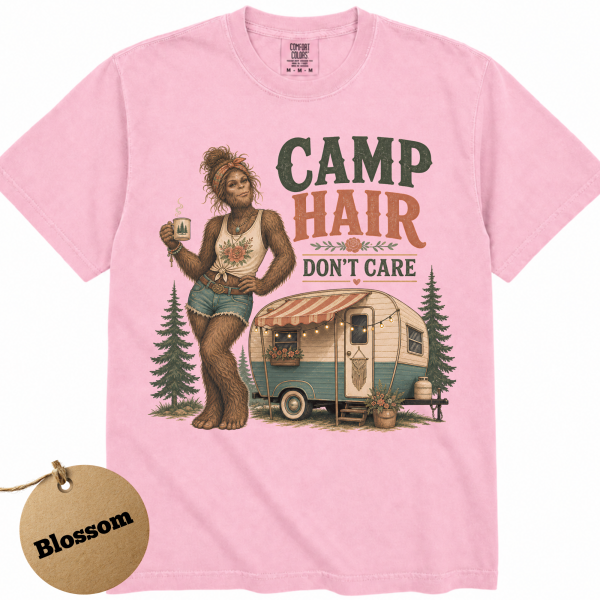 bigfoot-camping-shirt-camp-hair-dont-care-blossom bigfoot-camping-shirt-camp-hair-dont-care-blossom