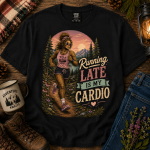 ChatGPT Image Aug 22, 2026, 06_21_47 PM Running Late Is My Cardio Bigfoot Shirt
