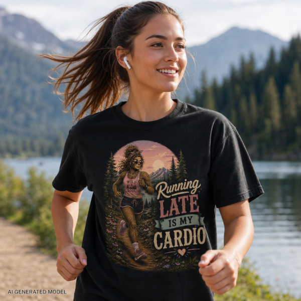 Lady Bigfoot Running Late Is My Cardio Running Late Is My Cardio Bigfoot Shirt