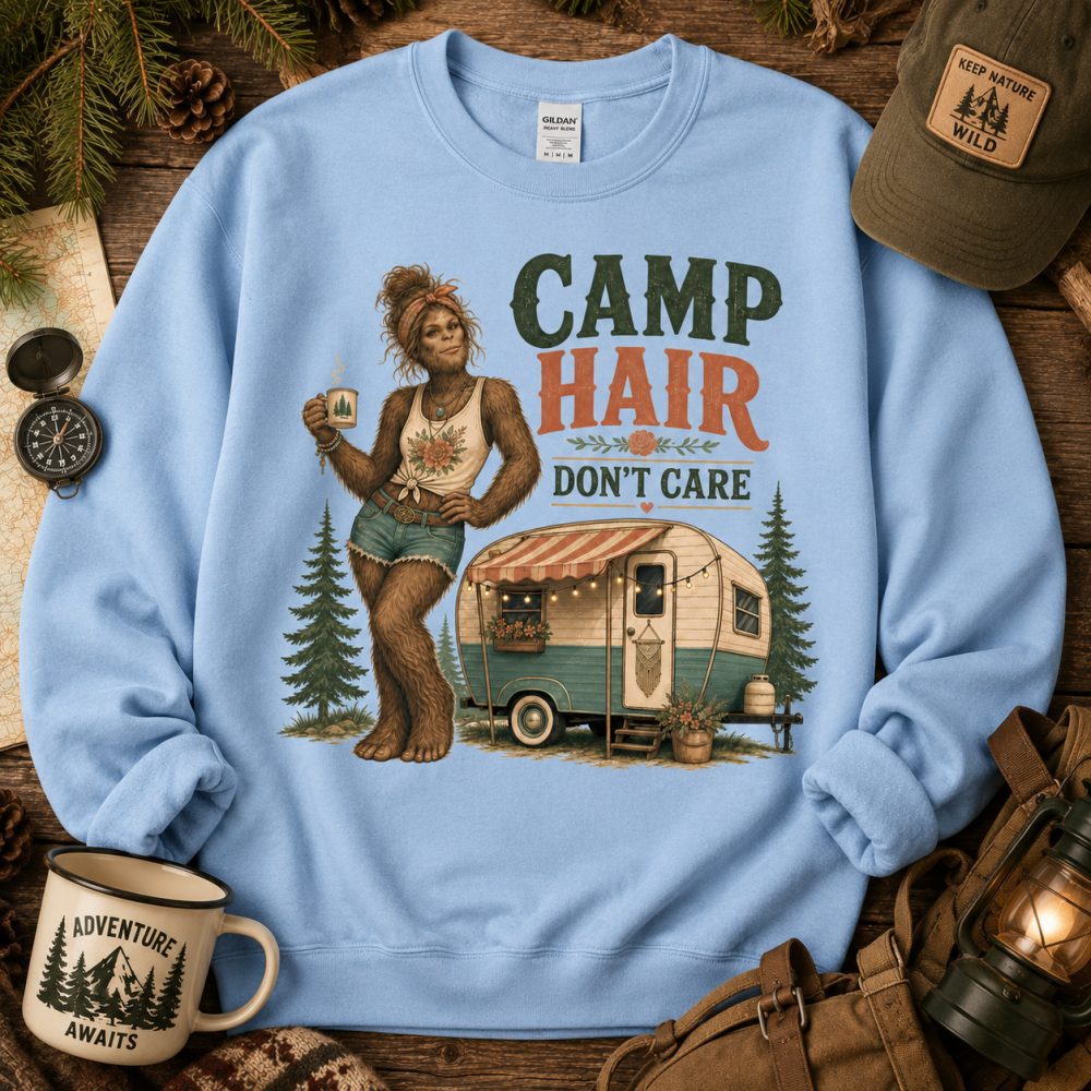 camp hair dont care new Camp Hair Bigfoot Sweatshirt