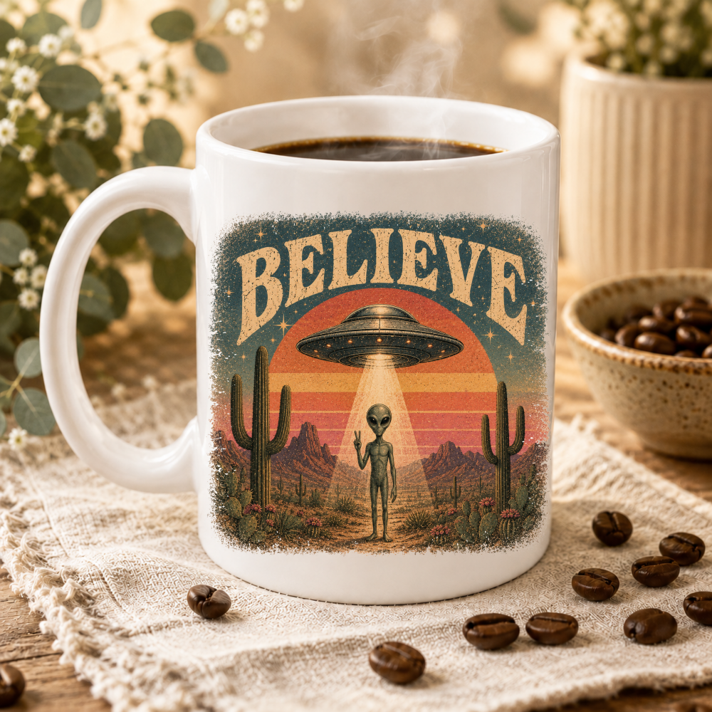 believe Believe Alien Mug – 15 oz
