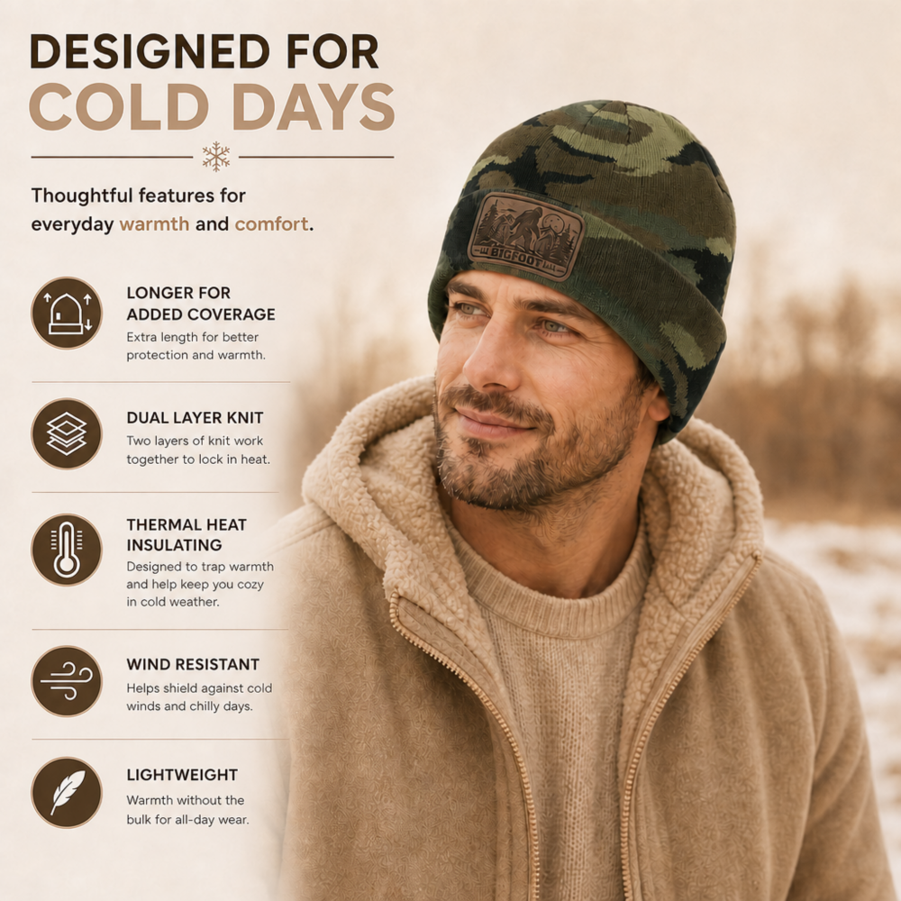 bigfoot beanie designed for cold days