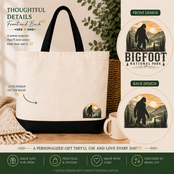 bigfoot national park front and back Bigfoot National Park Tote Bag – Explore the Unknown