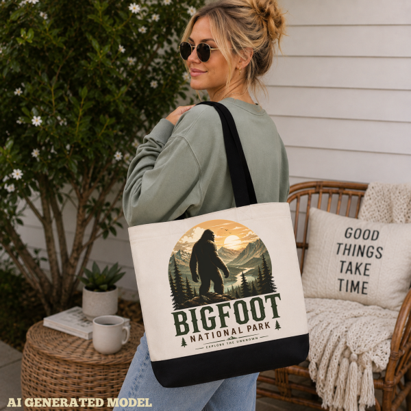bigfoot national park lifestyle mock Bigfoot National Park Tote Bag – Explore the Unknown