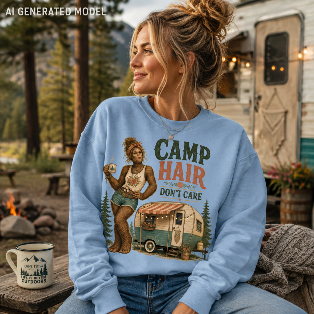 camp hair dont care mock Camp Hair Bigfoot Sweatshirt