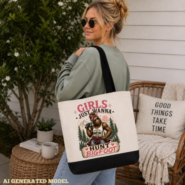 girls wanna hunt bigfoot lifestyle mock Girls Just Wanna Hunt Bigfoot Tote Bag