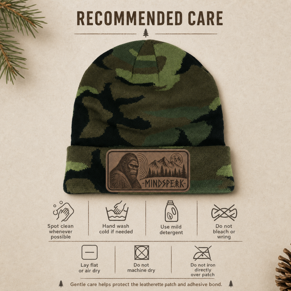mindspeak beanie-recommended care Mindspeak Bigfoot Beanie – Camo Cryptid Hat