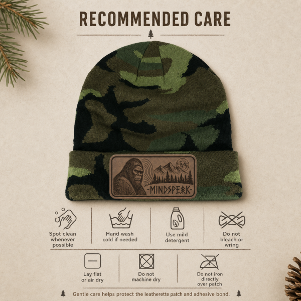 mindspeak beanie-recommended care Mindspeak Bigfoot Beanie – Camo Cryptid Hat