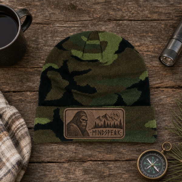 mindspeak beanie table view Mindspeak Bigfoot Beanie – Camo Cryptid Hat