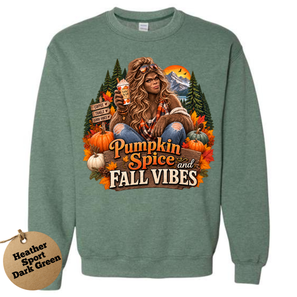 pumpkin spice heather sport dark green Pumpkin Spice Bigfoot Sweatshirt