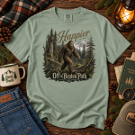 Happier Off the Beaten Path Bigfoot Sasquatch graphic tee Happier Off the Beaten Path Bigfoot Sasquatch graphic tee