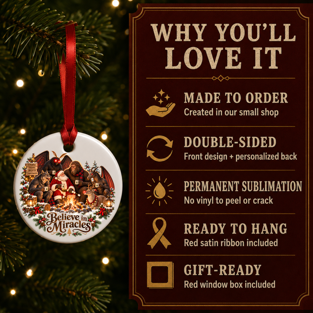 Cryptid Christmas Ornament – Believe in Miracles