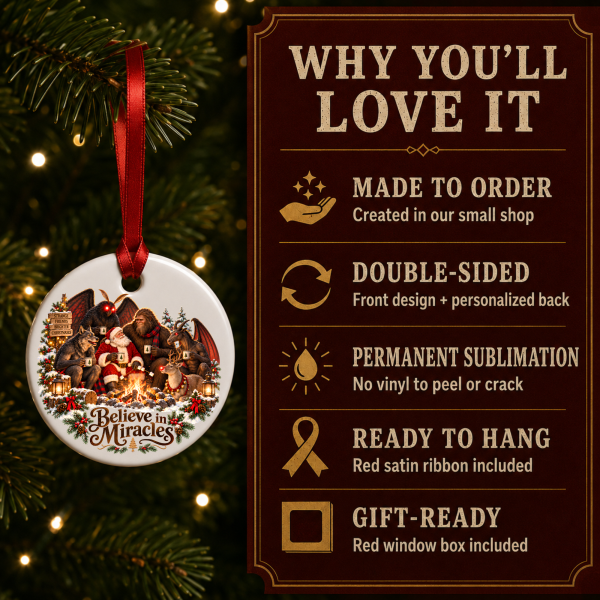 Cryptid Christmas Ornament – Believe in Miracles